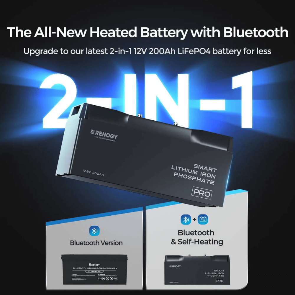 Renogy 12V 100Ah/200Ah Smart LiFePO4 Battery w/ Bluetooth & Self-Heating | Pro Series