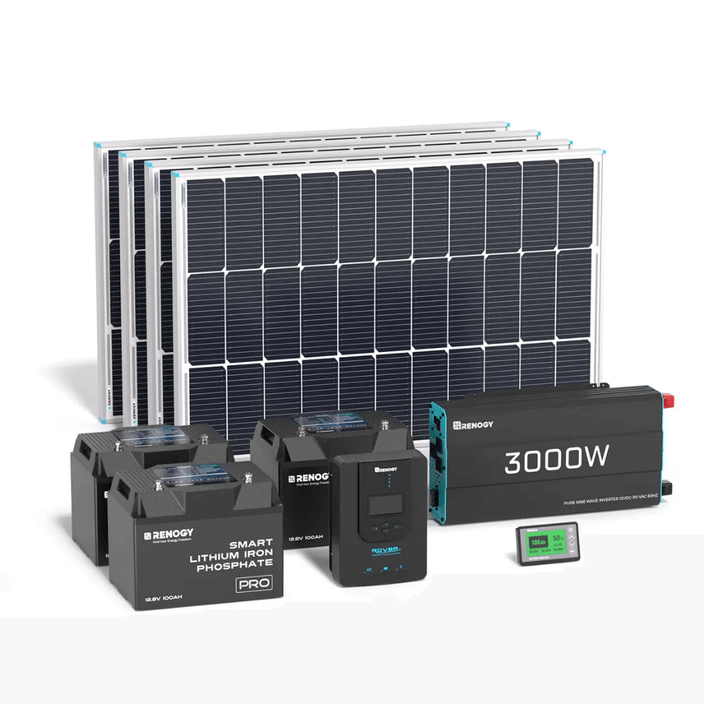 Renogy Complete Workshop/Shed Solar Kit 400W 12V | Optional 3.6kWh Deep-Cycle AGM / LiFePO4 Batteries