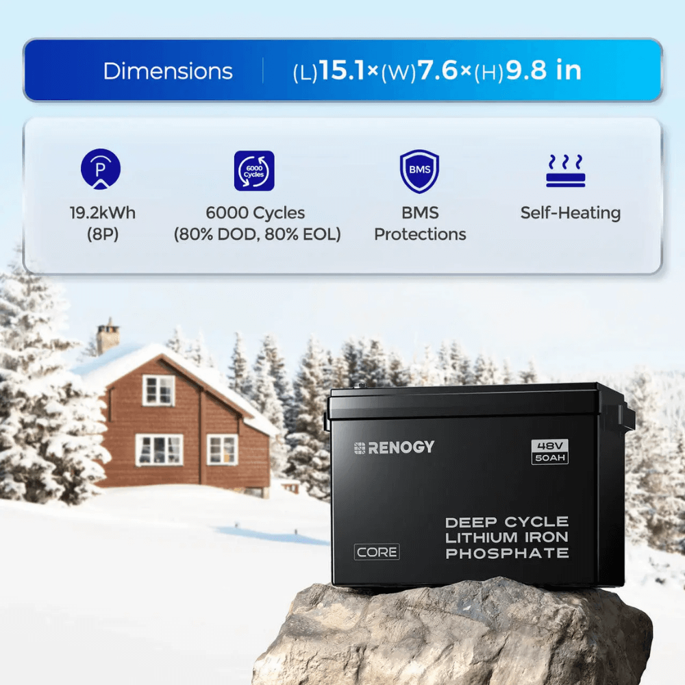 Renogy 48V 50Ah Smart Lithium Iron Phosphate Battery w/Self-heating | Core Series