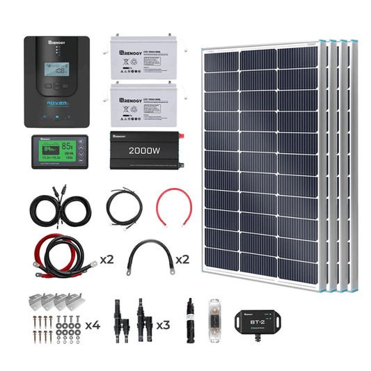 Renogy Complete RV Solar Kit 400W 12V | Optional 2.4kWh Deep-Cycle AGM / LiFePO4 Batteries