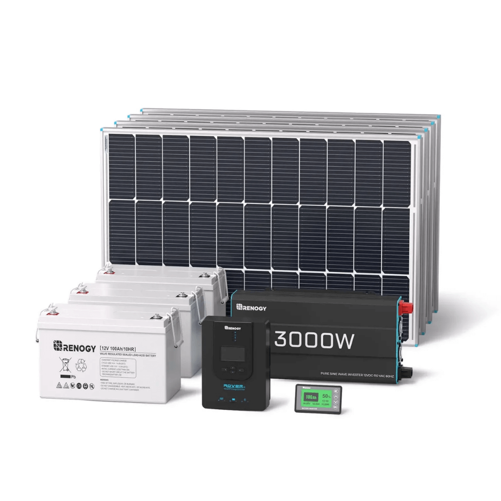 Renogy Complete Workshop/Shed Solar Kit 400W 12V | Optional 3.6kWh Deep-Cycle AGM / LiFePO4 Batteries