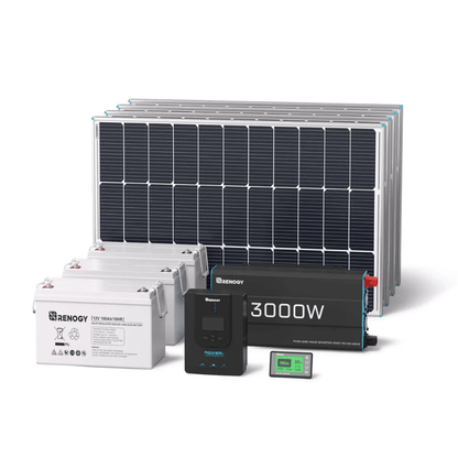 Renogy Complete Workshop/Shed Solar Kit 400W 12V | Optional 3.6kWh Deep-Cycle AGM / LiFePO4 Batteries
