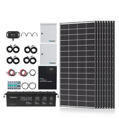 Renogy Complete Cabin Solar Kit 1200W 2500W | Optional 9.6kWh Deep-Cycle AGM / LiFePO4 Batteries