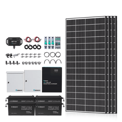 Renogy Complete Cabin Solar Kit 1200W 2500W | Optional 9.6kWh Deep-Cycle AGM / LiFePO4 Batteries