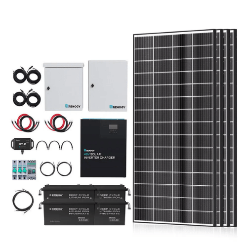Renogy Complete Cabin Solar Kit 1200W 2500W | Optional 9.6kWh Deep-Cycle AGM / LiFePO4 Batteries