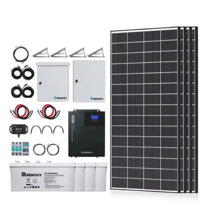 Renogy Complete Cabin Solar Kit 1200W 2500W | Optional 9.6kWh Deep-Cycle AGM / LiFePO4 Batteries