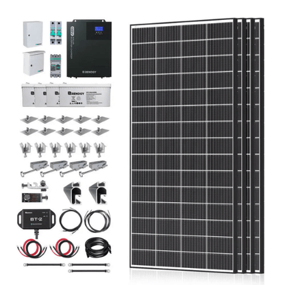 Renogy Complete Cabin Solar Kit 1200W 2500W | Optional 9.6kWh Deep-Cycle AGM / LiFePO4 Batteries
