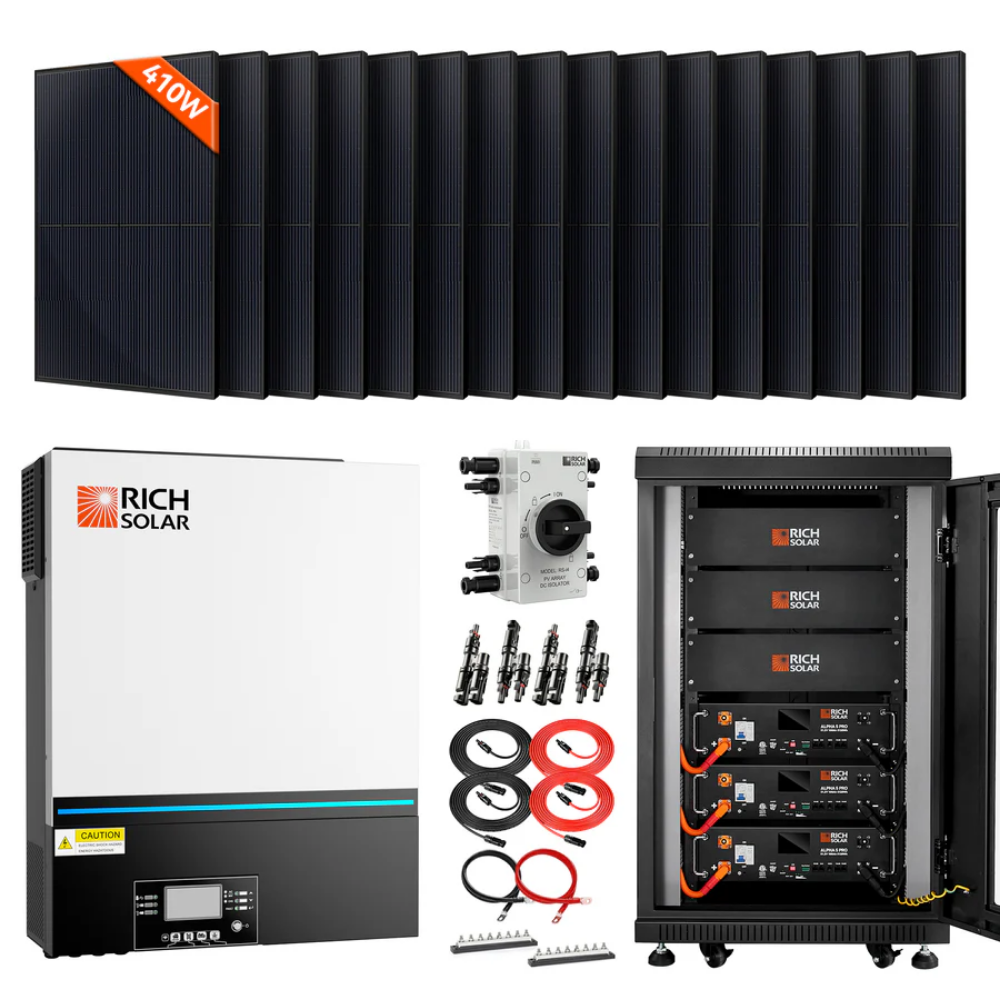 RICH SOLAR -Complete Off-Grid Solar Kit RS-H6548 | 8000W PV Input 48V 120VAC Output + 6560(16x410) Watt Solar PV [KIT-SR0001]