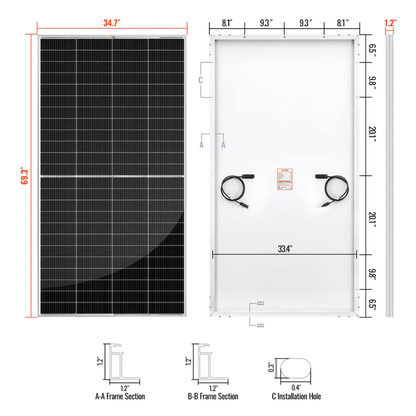 RICH SOLAR -MEGA 335 Watt Monocrystalline Solar Panel (8 Panels)