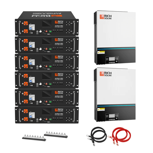 RICH SOLAR -Off-Grid System Kit -13,000W 120/240V Output, 48VDC(ALPHA 5 PRO Server LiFePO4)