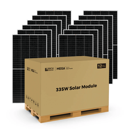 RICH SOLAR - MEGA 335 Watt Monocrystalline Solar Panel (12 Panels)