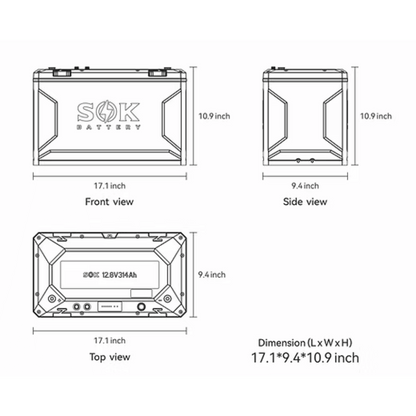 SOK 12V 314Ah Battery, Built-in heater & Bluetooth, Victron CAN Comms