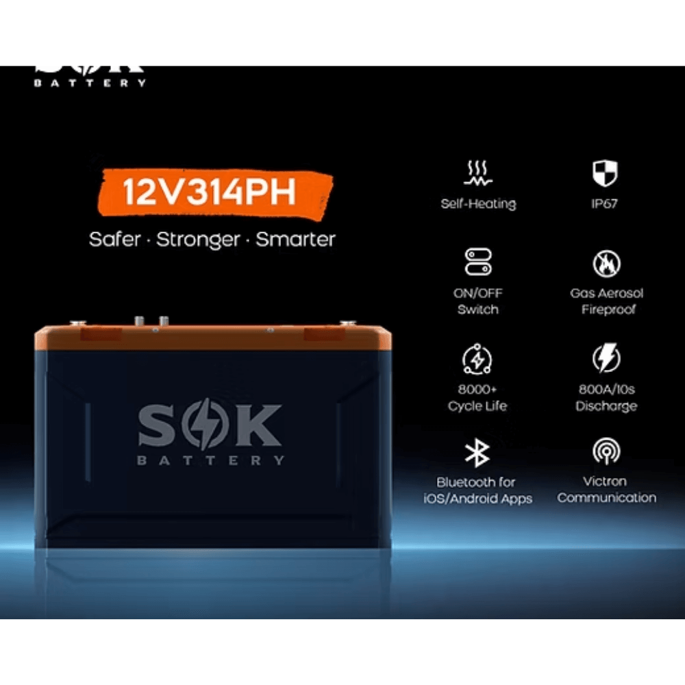SOK 12V 314Ah Battery, Built-in heater & Bluetooth, Victron CAN Comms