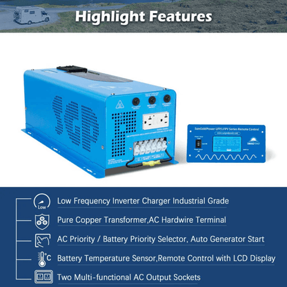 SunGoldPower - 4000W DC 48V Split Phase Pure Sine Wave Inverter With Charger