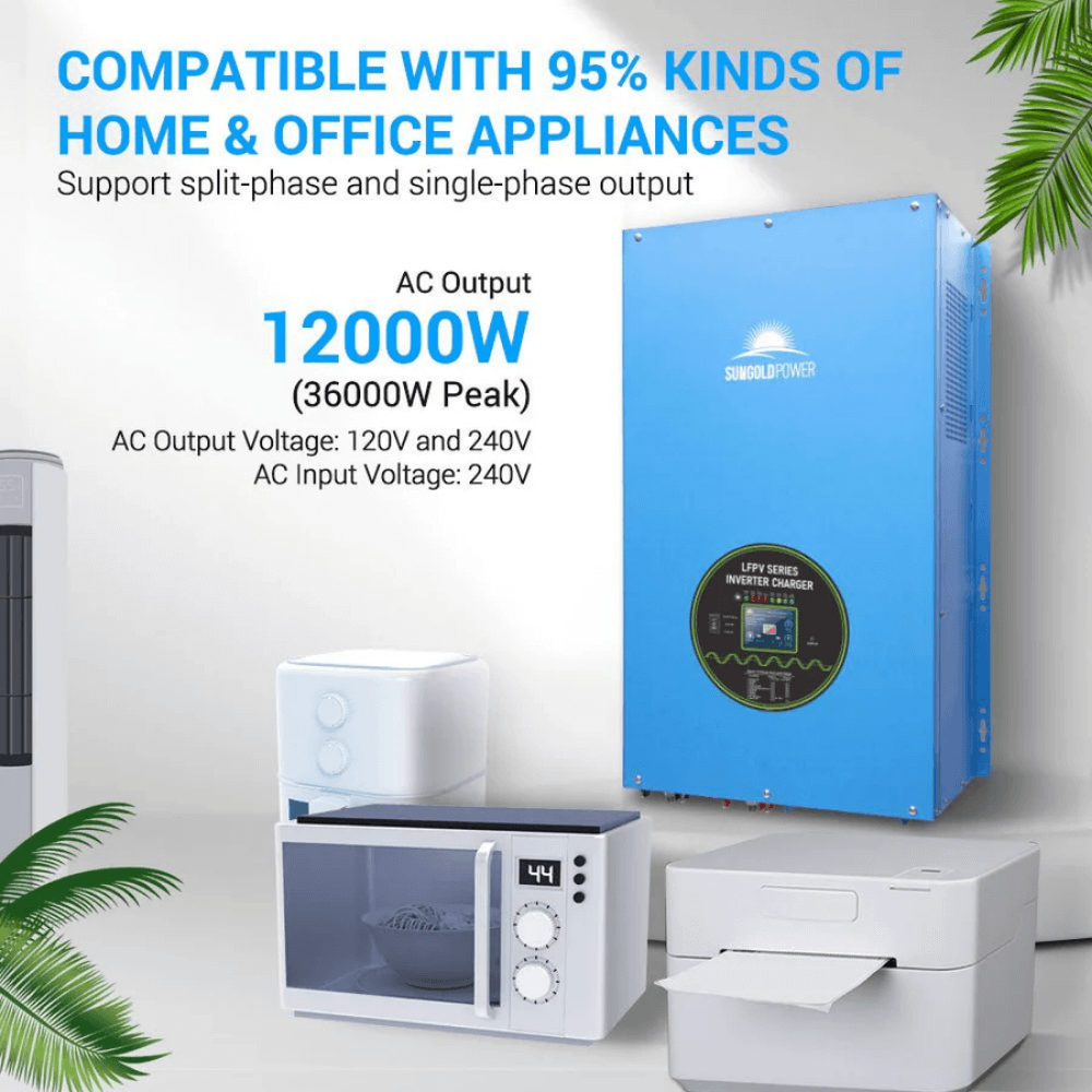 SunGoldPower - 12000W 48V Split Phase Pure Sine Wave Inverter Charger