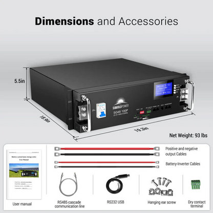 SunGoldPower - 48V 100AH Server Rack LiFePO4 Lithium Battery
