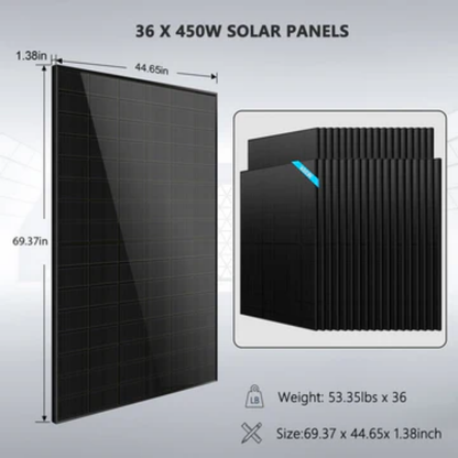 SunGoldPower - Hybrid Solar Kit 11.4KW 48V Split Phase 20.48KWH/51.2KWH Lithium Battery 450 Watt Solar Panel (Optional) SGH-11N2E/ SGH-11N5E