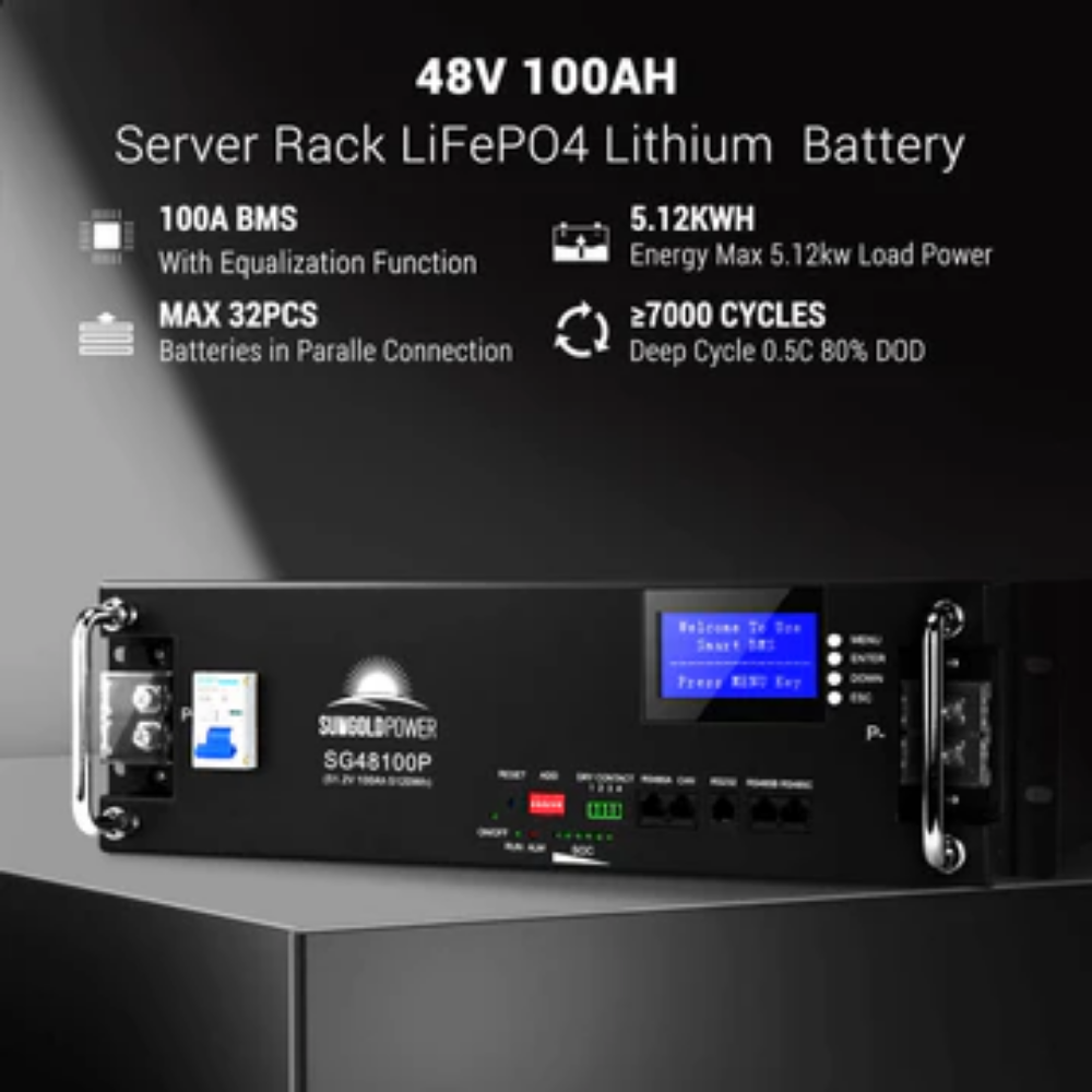SunGoldPower - Hybrid Solar Kit 11.4KW 48V Split Phase 30.72KWH Lithium Battery 28 X 450 Watt Solar Panel (Optional)