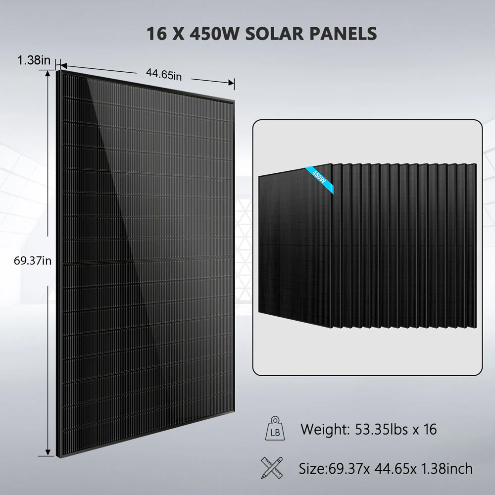 SunGoldPower - Hybrid Solar Kit 11.4KW 48V Split Phase 20.48KWH/51.2KWH Lithium Battery 450 Watt Solar Panel (Optional) SGH-11N2E/ SGH-11N5E