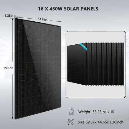 SunGoldPower - Hybrid Solar Kit 11.4KW 48V Split Phase 20.48KWH/51.2KWH Lithium Battery 450 Watt Solar Panel (Optional) SGH-11N2E/ SGH-11N5E