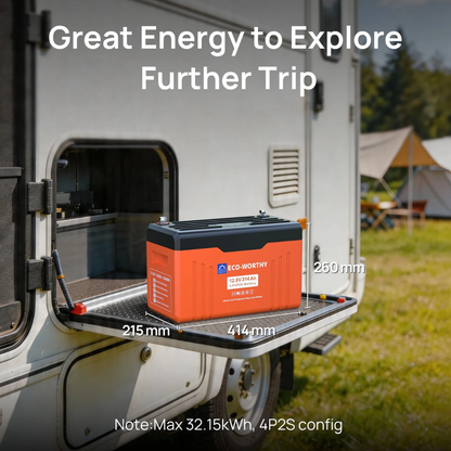 ECO-WORTHY EnergyTrek 12V 314Ah LiFePO4 Lithium Battery with Bluetooth, SOC LEDs & Low-Temp Protection