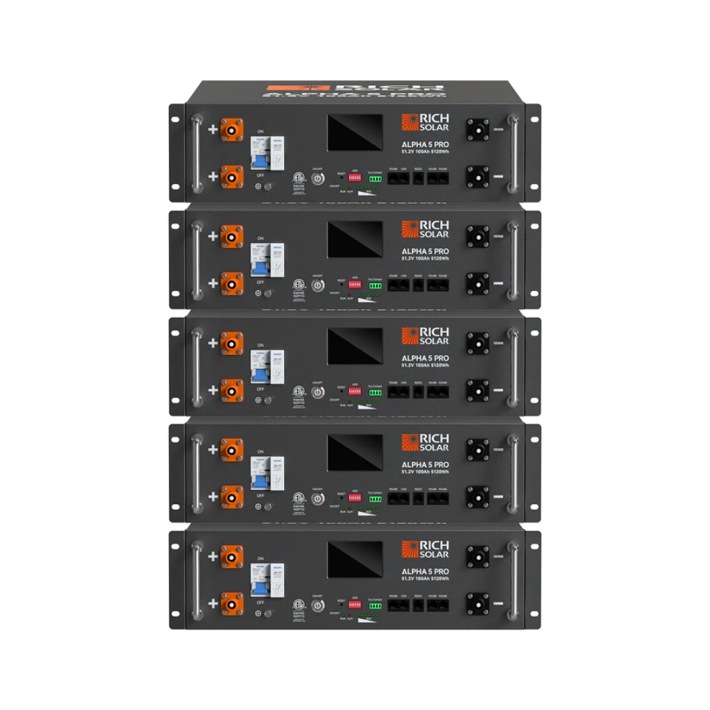 RICH SOLAR ALPHA 5 PRO 51.2V 100Ah LiFePO4 Server Rack Battery – 5.12kWh Premium 48V Lithium Energy Storage Battery