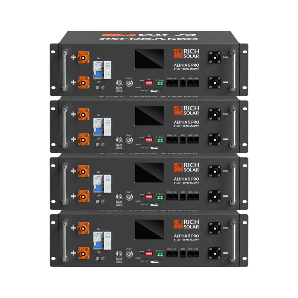 RICH SOLAR ALPHA 5 PRO 51.2V 100Ah LiFePO4 Server Rack Battery – 5.12kWh Premium 48V Lithium Energy Storage Battery