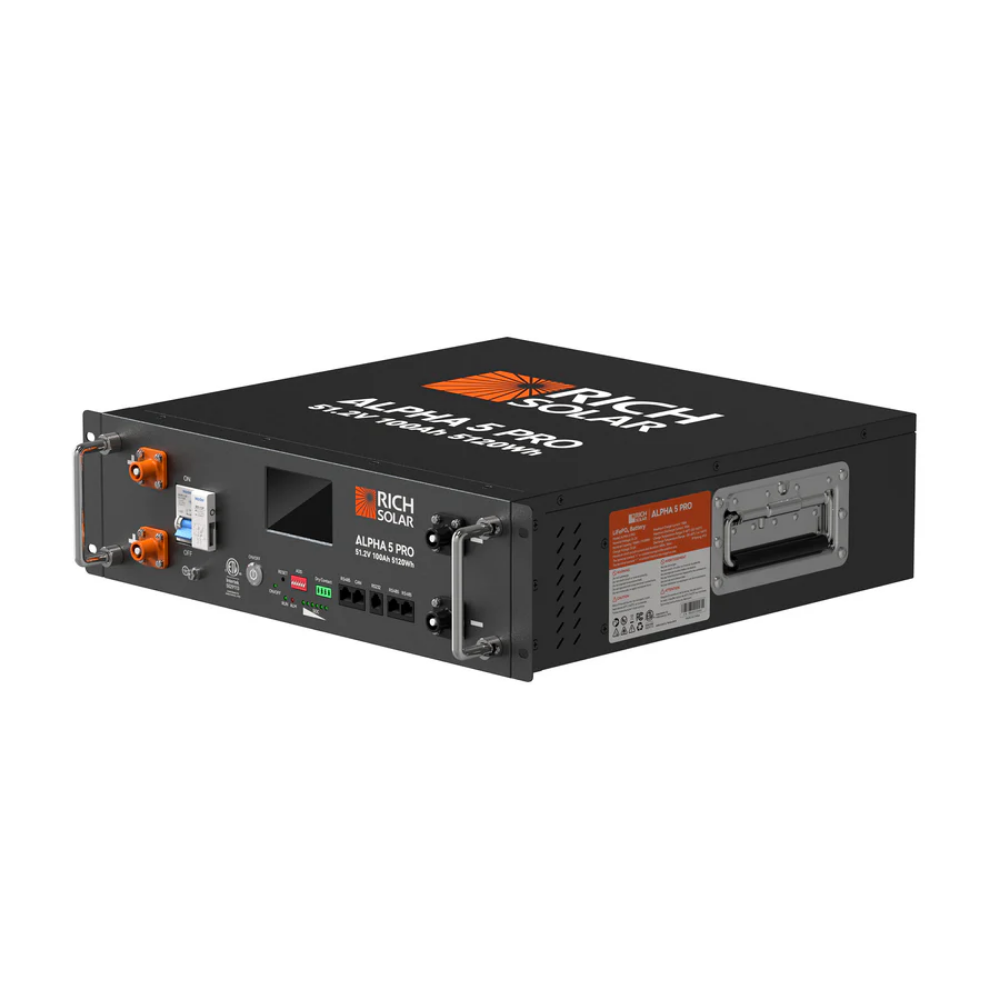 RICH SOLAR ALPHA 5 PRO 51.2V 100Ah LiFePO4 Server Rack Battery – 5.12kWh Premium 48V Lithium Energy Storage Battery