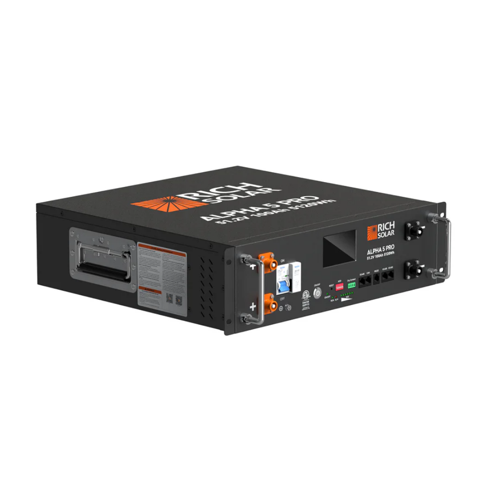 RICH SOLAR ALPHA 5 PRO 51.2V 100Ah LiFePO4 Server Rack Battery – 5.12kWh Premium 48V Lithium Energy Storage Battery