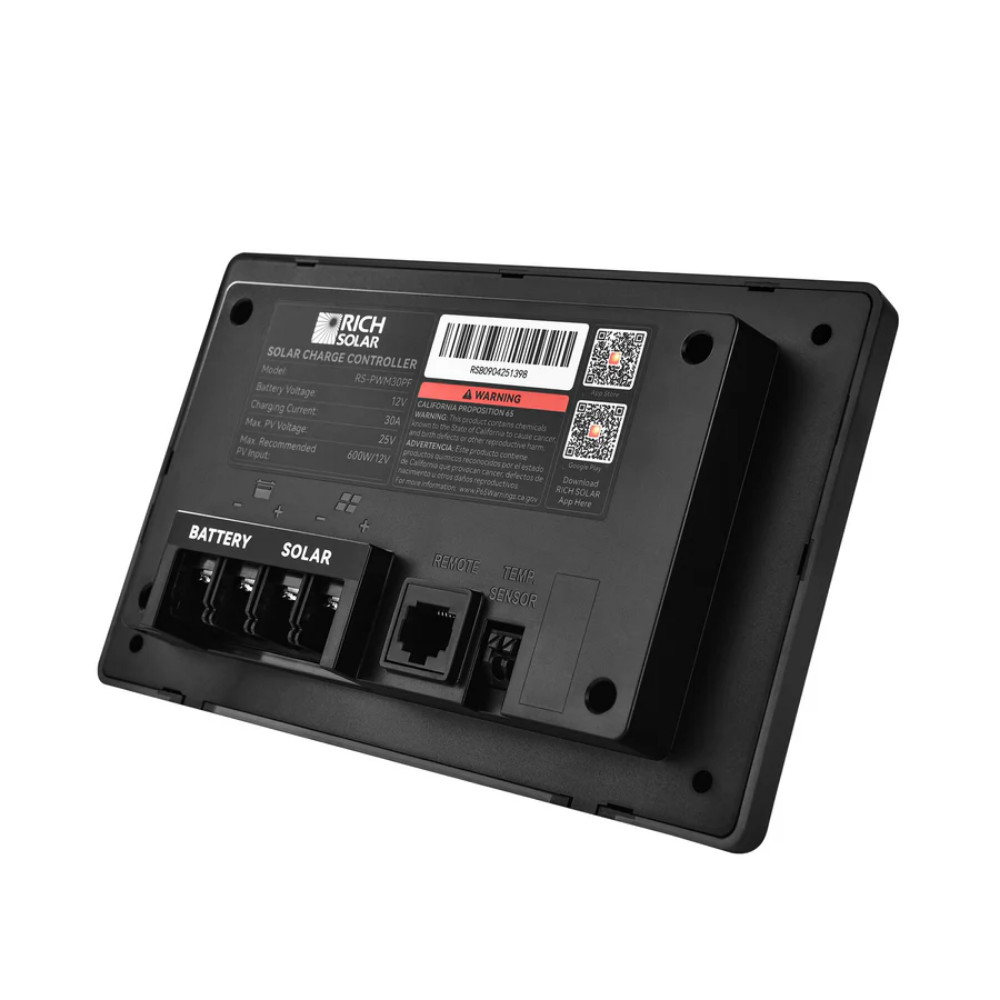 RICH SOLAR BRAVO AIR 30 30A Flush Mount PWM Solar Charge Controller with Bluetooth